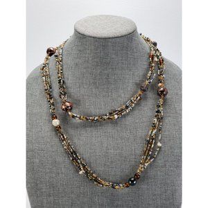 Long Natural Tone Beaded Necklace